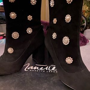 Nanette Lepore Black Suede Boots. NWT size 7 1/2.
